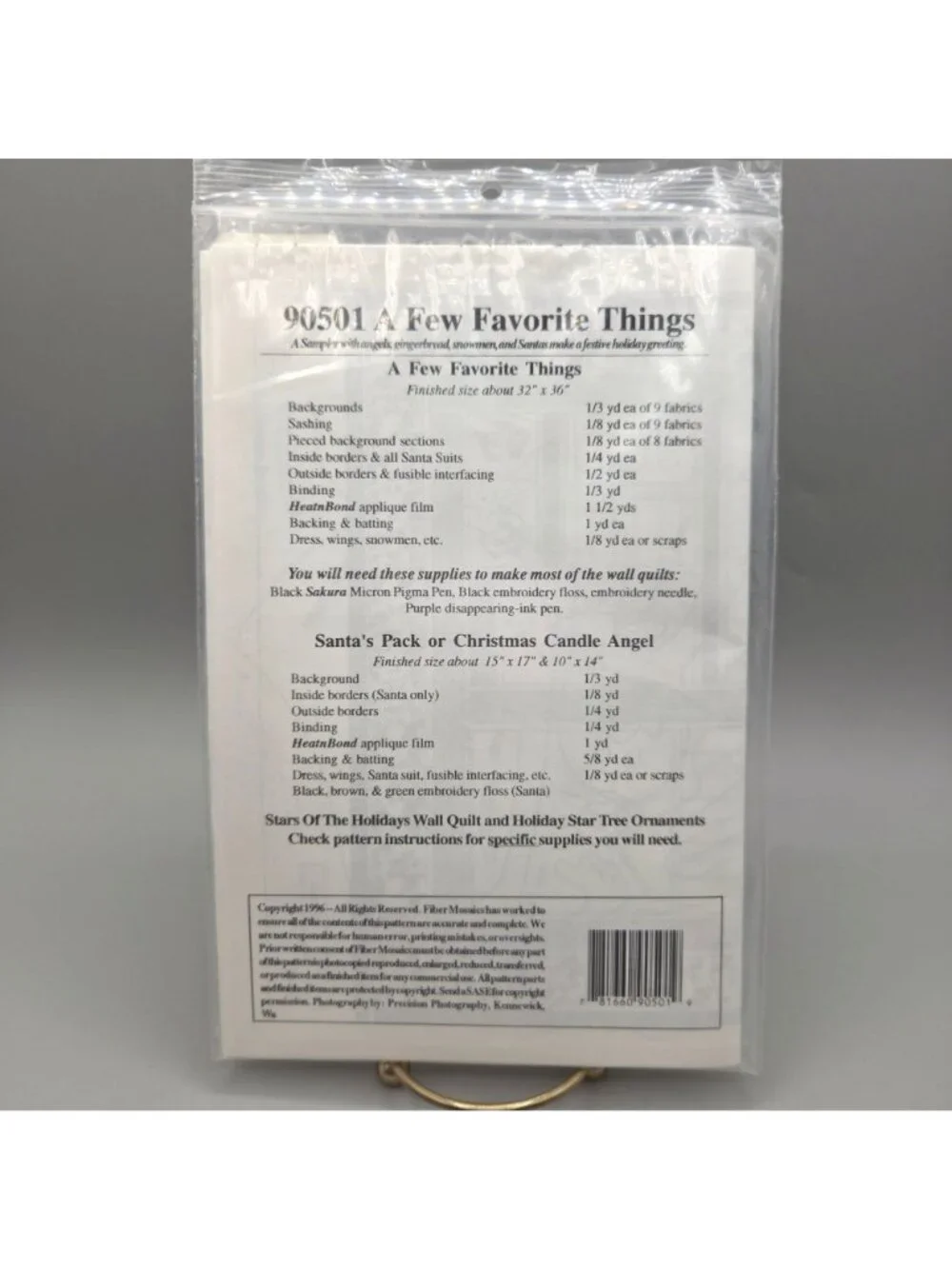 A Few Favorite Things Quilt Pattern Kit Fiber Mosaics Santa Angel Gingerbread